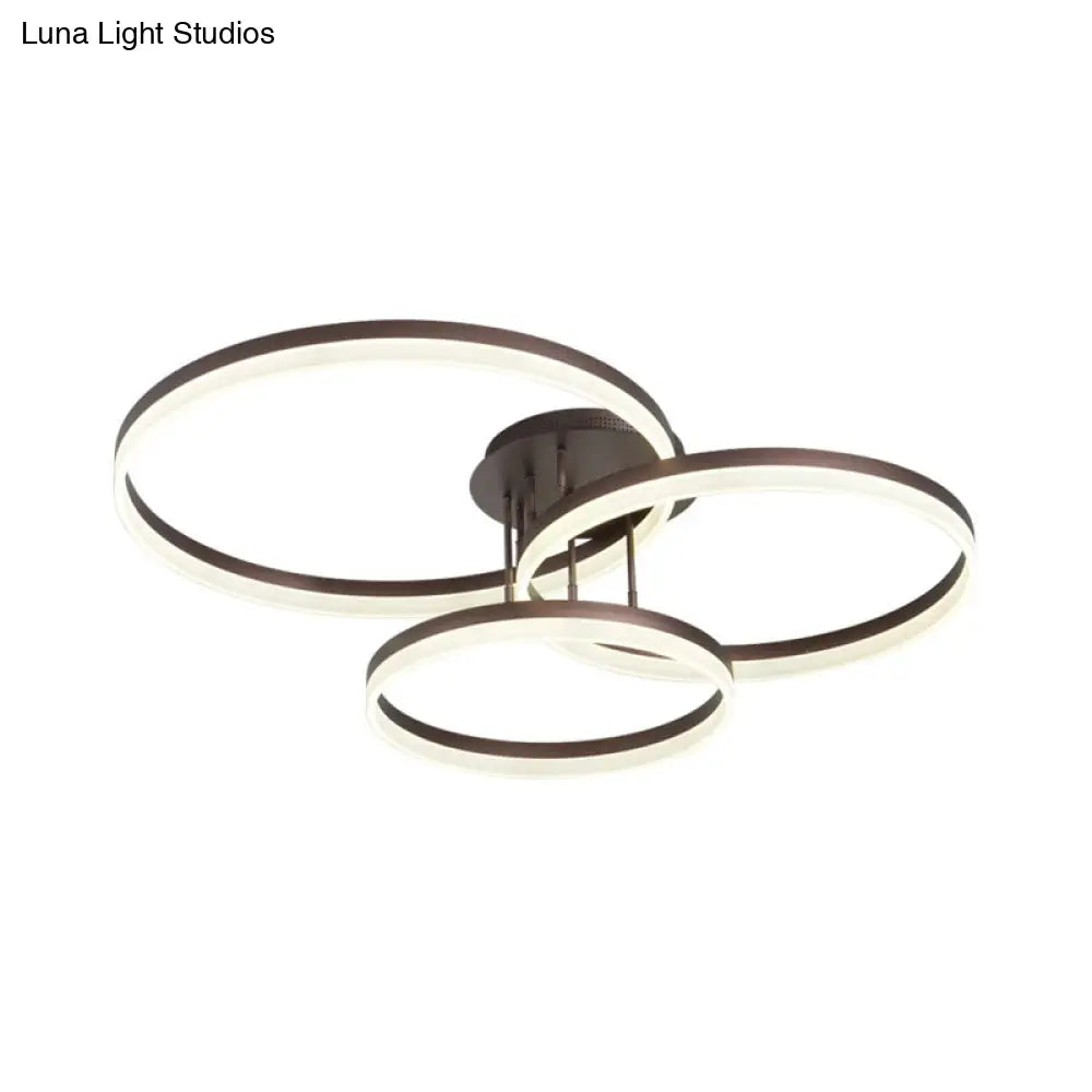 DecorBites™ DecorBites™ Minimalist Gold/Coffee 3-Ring LED Ceiling Light in Warm/White