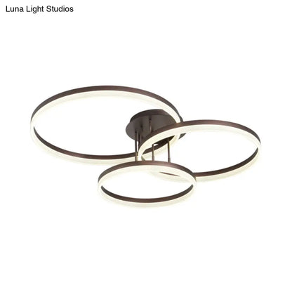 DecorBites™ DecorBites™ Minimalist Gold/Coffee 3-Ring LED Ceiling Light in Warm/White