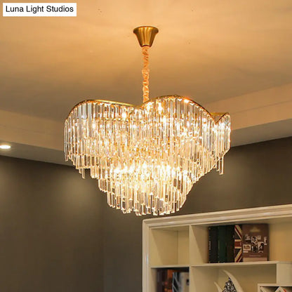 Minimalist Gold Conical Suspension Crystal Chandelier for Living Room