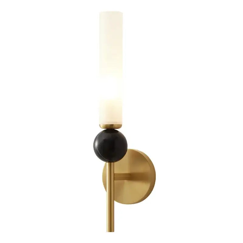 Minimalist gold copper wine corridor wall lamp with brushed brass finish frosted glass shade and black accent decorbites copper wine