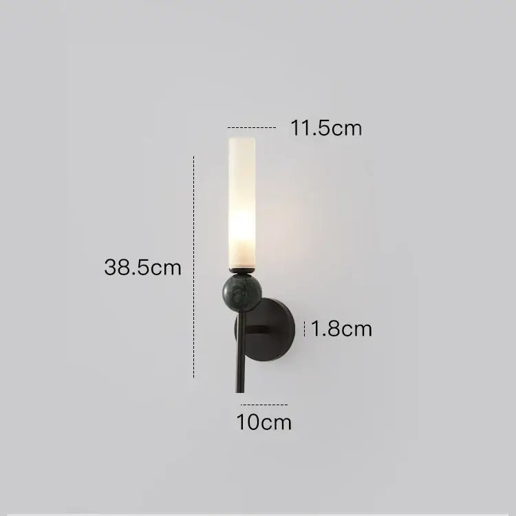Modern black metal wall lamp with frosted glass shade and dark green accent for decorbites copper wine corridor use