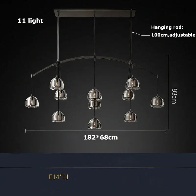 Modern black metal chandelier with 11 clear glass globes for dining room crystal chandelier lighting decorbites k9 crystal