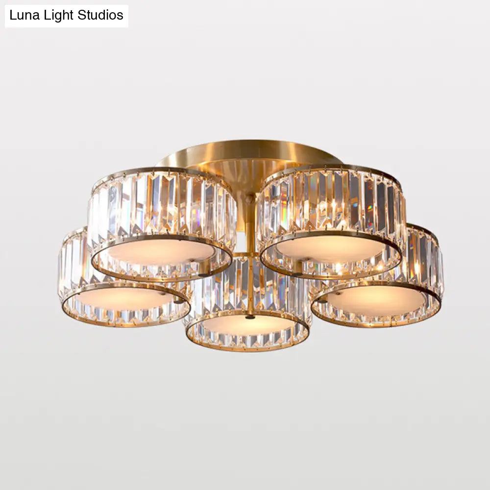 ديكوربايتس™ ديكوربايتس™ مصباح سقف كريستالي ذهبي بسيط مثبت على السقف: إضاءة شبه مستوية دائرية ثلاثية المنشور