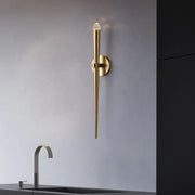 Minimalist gold crystal wall sconce with sleek elongated design and clear crystal accent for bedroom decorbites crystal minimalist decor