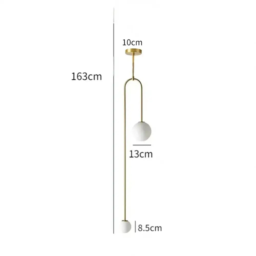 Minimalist gold double head glass ball pendant light with sleek metal frame and white spherical shades for bedroom