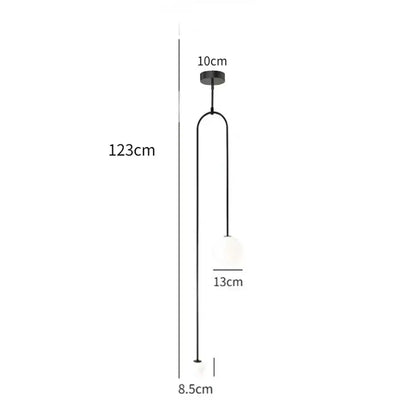 Black minimalist pendant lights with frosted glass globe and double head glass ball design for bedroom lighting