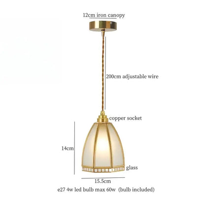 Minimalist gold faceted bubble glass led hanging light with brass finish and adjustable copper wire suspension for dining room