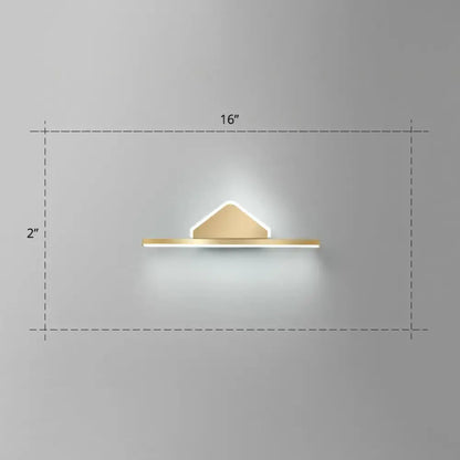 Minimalist gold finish led vanity light with sleek triangular acrylic linear led design for bathroom walls