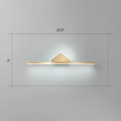 Minimalist gold finish led vanity light with sleek triangular acrylic linear led design for bathroom walls