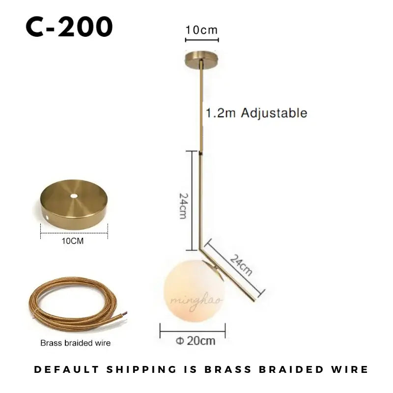 Minimalist gold glass ball led chandelier with brass finish and frosted glass shade for dining room decorbites glass ball