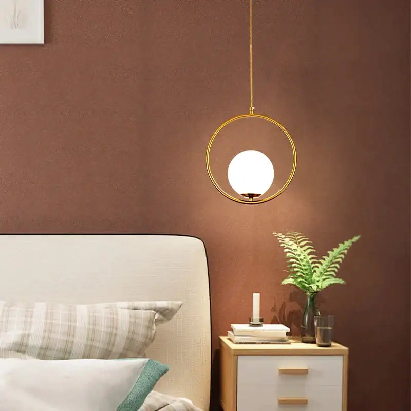 Minimalist gold decorbites glass ball led chandelier with frosted glass globe for dining room pendant light decor