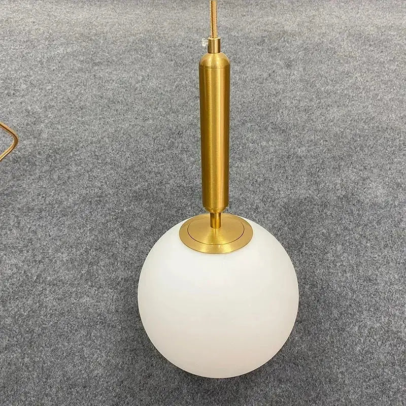 Minimalist gold glass ball led pendant chandelier with frosted white globe for kitchen island decorbites glass ball lighting
