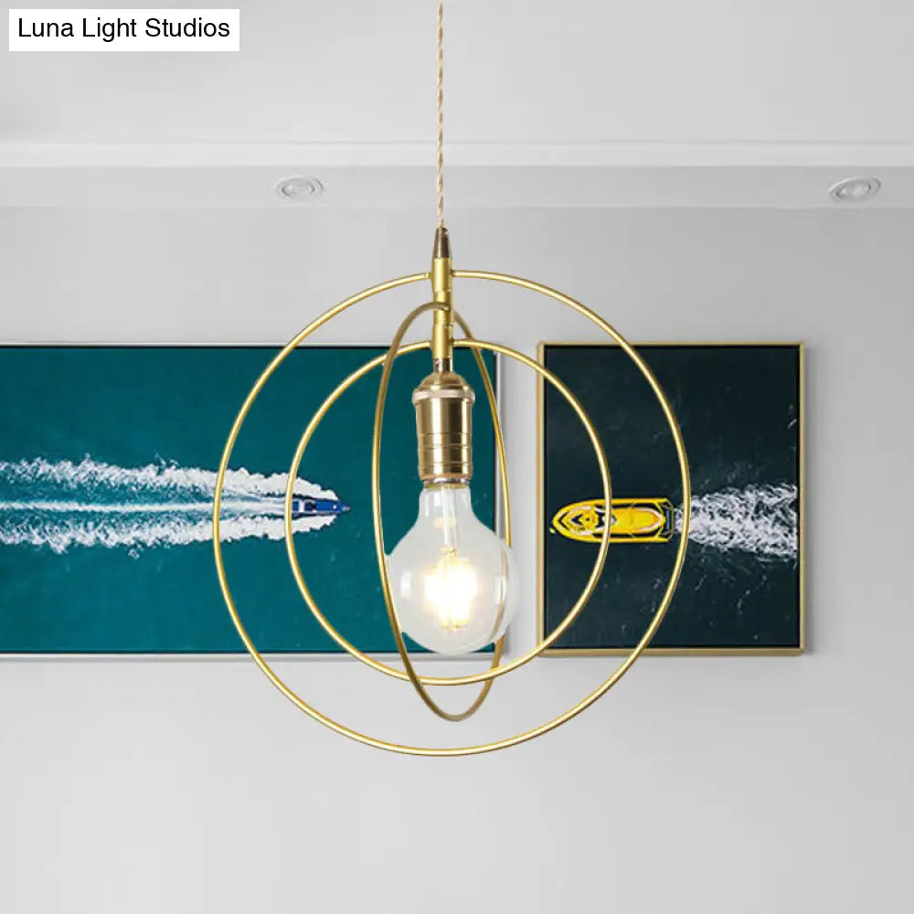 Minimalist Gold Hanging Pendant Lamp Fixture with 1 Light for Living Room