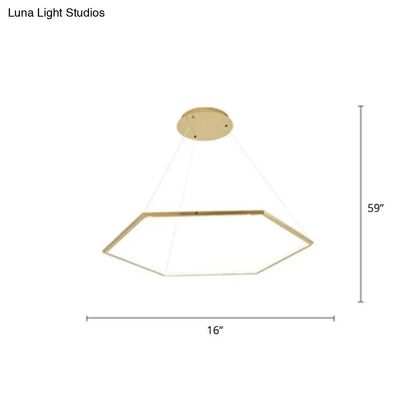 Lámpara de araña LED minimalista dorada para sala de estar - Lámpara colgante hexagonal de acero inoxidable