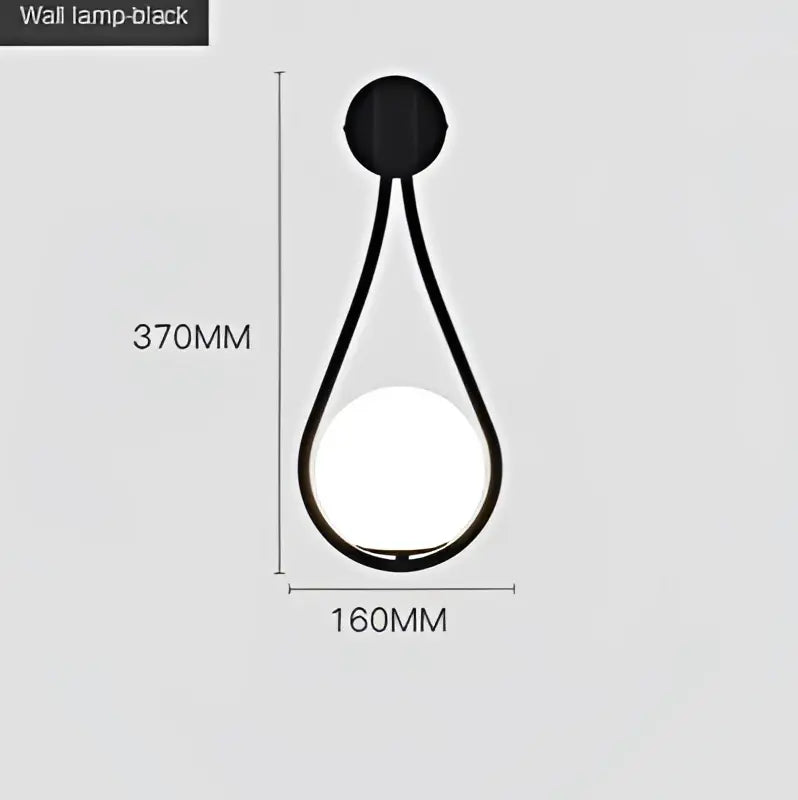 Minimalist black teardrop wall lamp with frosted glass globe for living room decorbites glass ball golden style