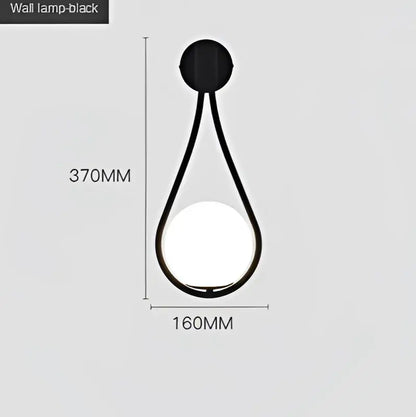 Minimalist black teardrop wall lamp with frosted glass globe for living room decorbites glass ball golden style