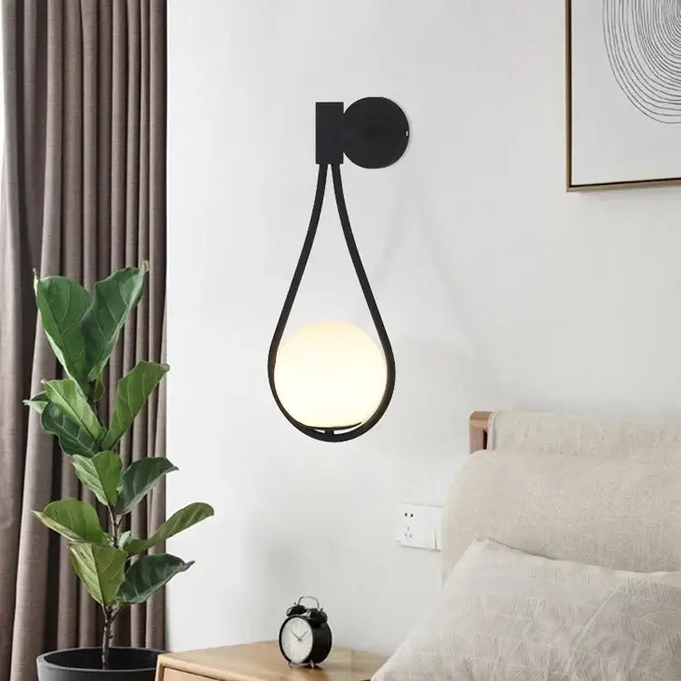Black teardrop wall lamp with frosted glass globe minimalist gold marble glass ball wall lamp decorbites glass ball