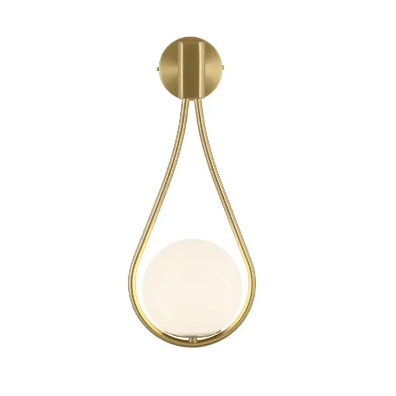 Minimalist gold-toned teardrop wall lamp with frosted glass ball golden decorbites glass ball for living room decor