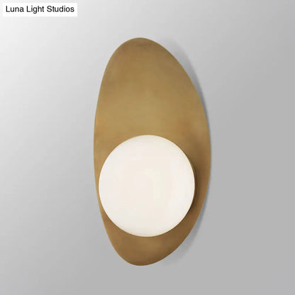 DecorBites™ DecorBites™ Minimalist Gold Metal Wall Lamp with Opal Glass Shade - 1 Head Sconce Light Fixture