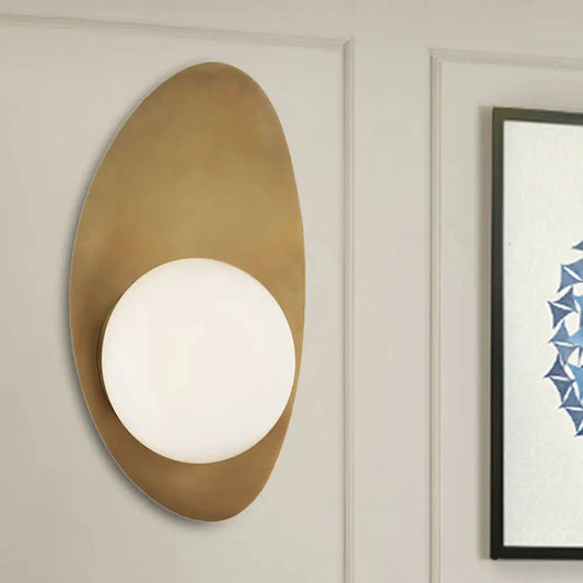 DecorBites™ DecorBites™ Minimalist Gold Metal Wall Lamp with Opal Glass Shade - 1 Head Sconce Light Fixture