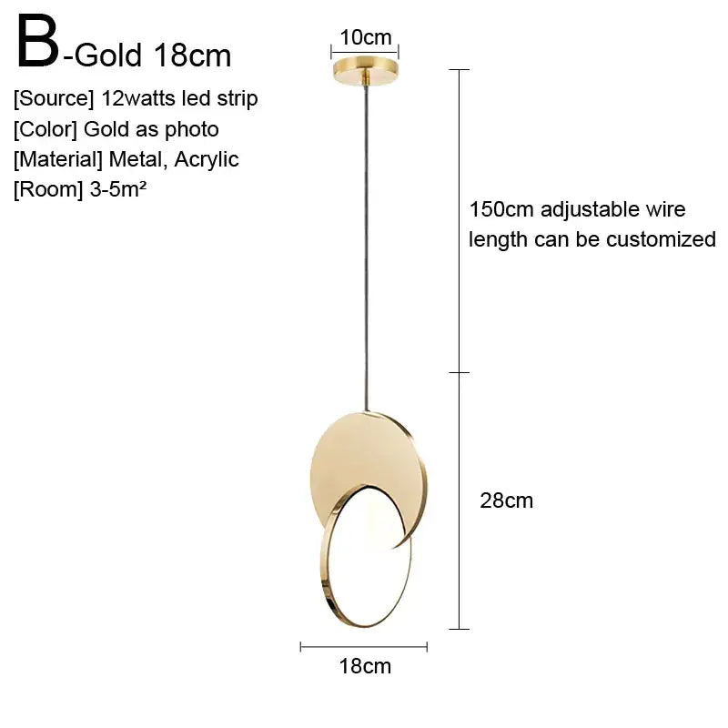 Gold nordic pendant lights featuring a minimalist gold metal and acrylic overlapping circular design for kitchen decorbites decor