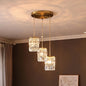 Minimalist Gold Pendant Light Fixture: Crystal Cylindrical Multi-Light Pendant, 3-Light Hanging Design for Dining Room