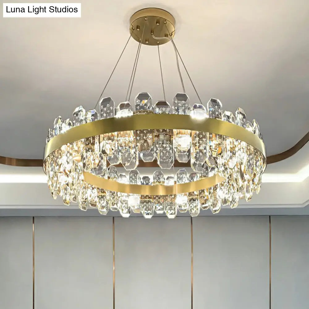 Minimalist Gold Plated Crystal Pendant Light with 8 Bulbs