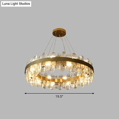 Minimalist Gold Plated Crystal Pendant Light with 8 Bulbs