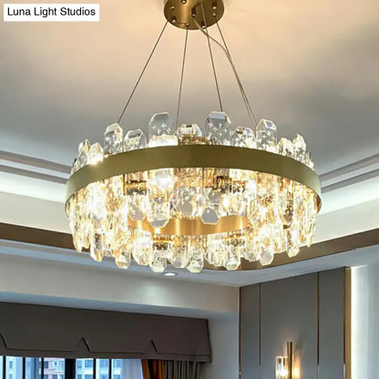 Minimalist Gold Plated Crystal Pendant Light with 8 Bulbs