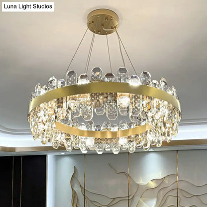 Minimalist Gold Plated Crystal Pendant Light with 8 Bulbs