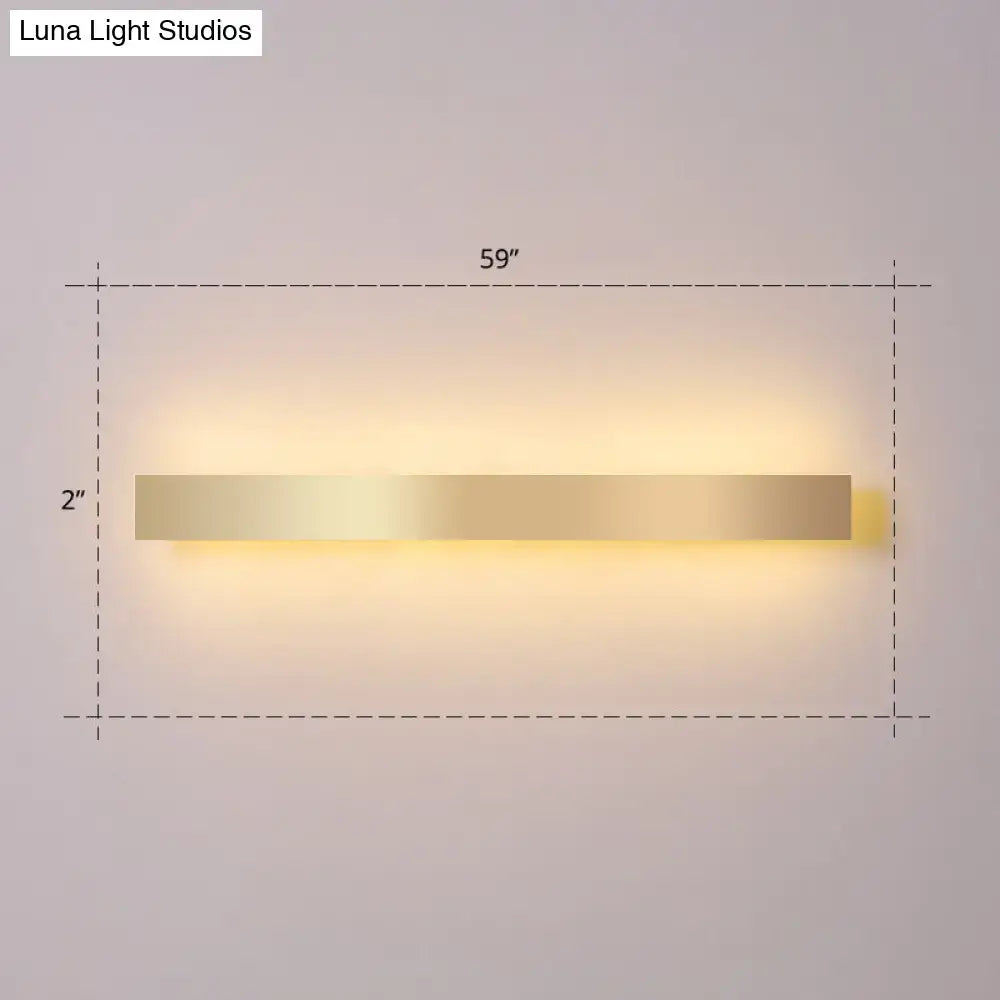 Modern gold plated led rectangular wall sconce with sleek minimalist design for living room or bar lighting