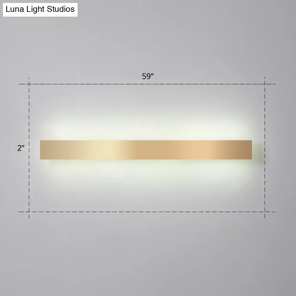 A sleek 59-inch minimalist gold plated led rectangular wall sconce with a modern design for living room or bar lighting