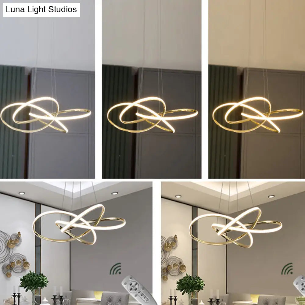 Minimalist Gold-Plated Pendant Chandelier with LED Suspension Light for Restaurants