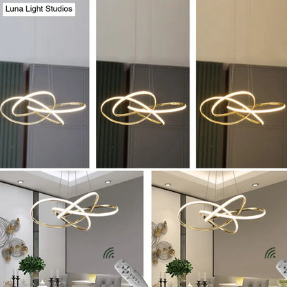 Minimalist Gold-Plated Pendant Chandelier with LED Suspension Light for Restaurants