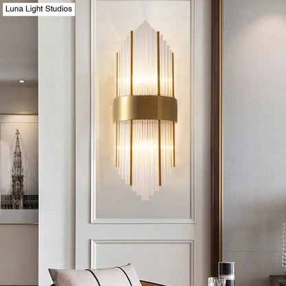 DecorBites™ DecorBites™ Minimalist Gold Rhombus Wall Sconce with Glass Rod Lighting