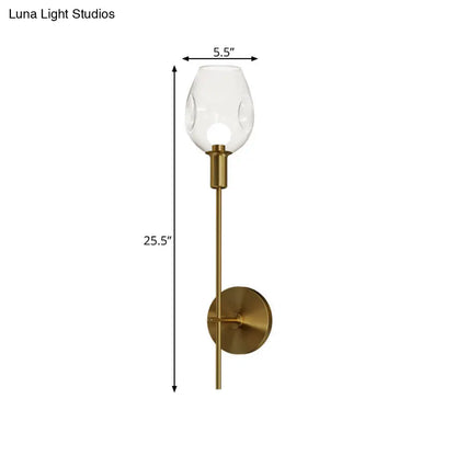 DecorBites™ DecorBites™ Minimalist Gold Sconce Wall Light with Clear Dimpled Cup and Pencil Arm for Hallway