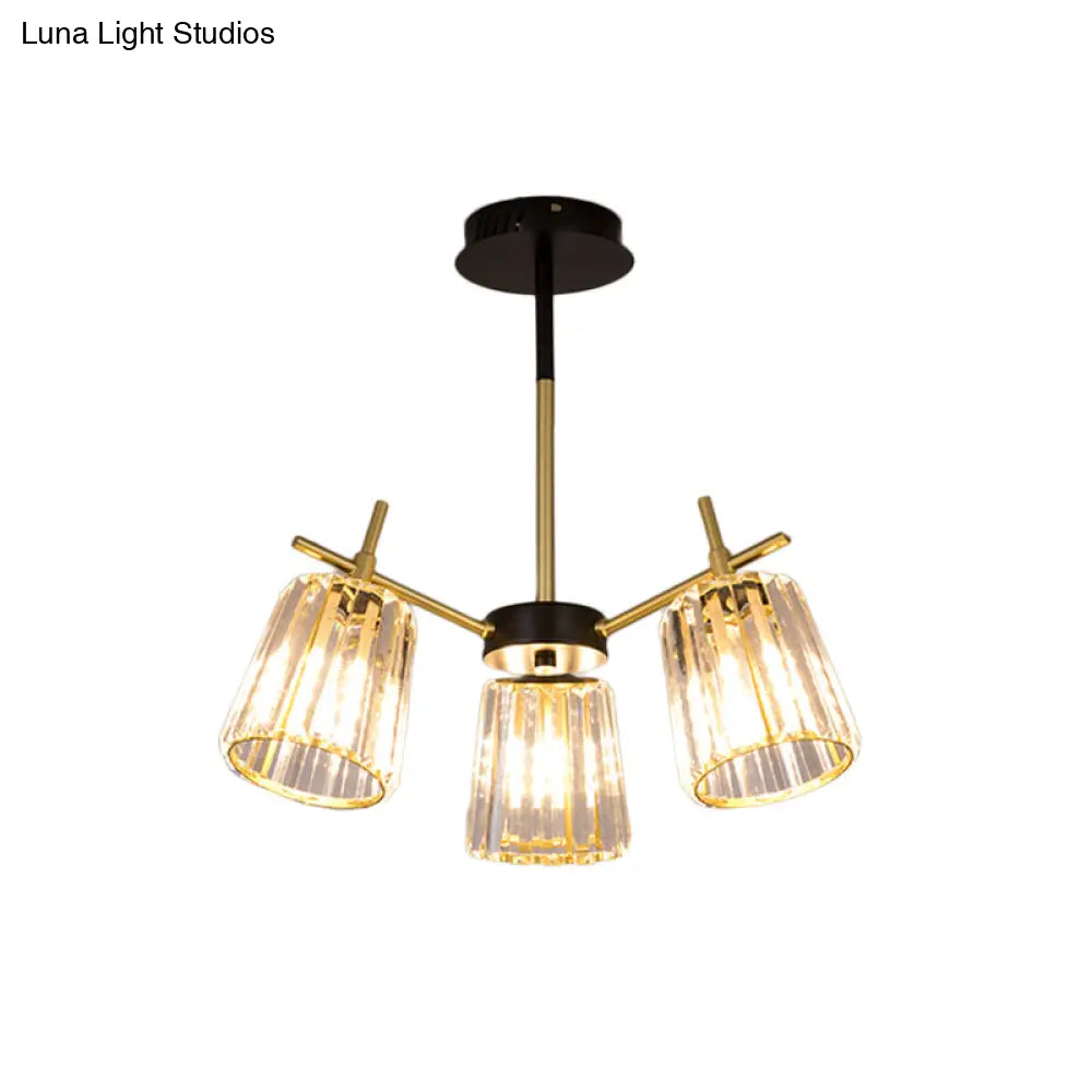 DecorBites™ DecorBites™ Minimalist Gold Semi-Flush Bedroom Light with Conical Crystal Block Shade