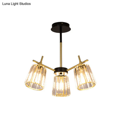 DecorBites™ DecorBites™ Minimalist Gold Semi-Flush Bedroom Light with Conical Crystal Block Shade