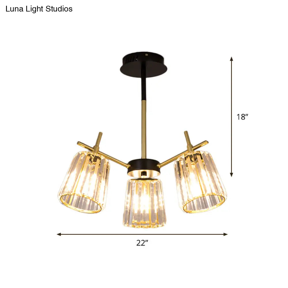 DecorBites™ DecorBites™ Minimalist Gold Semi-Flush Bedroom Light with Conical Crystal Block Shade