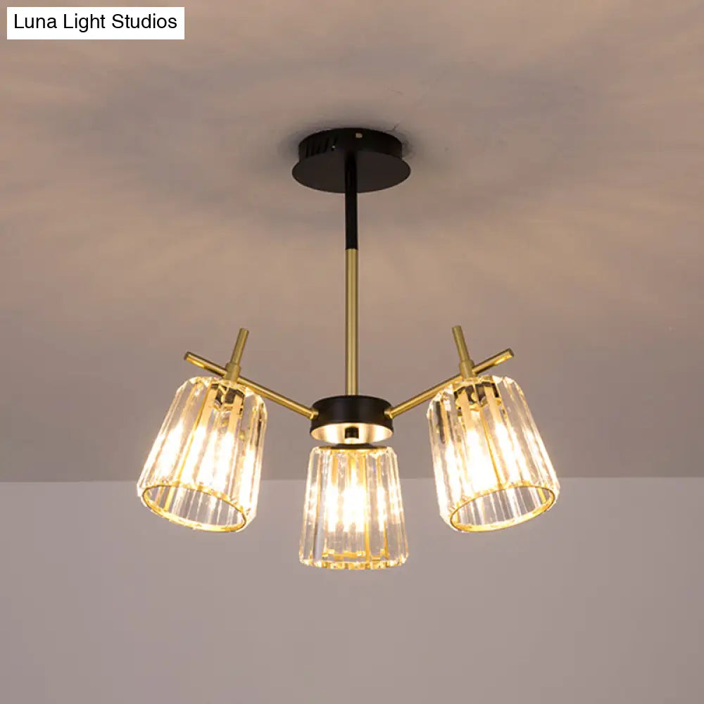 DecorBites™ DecorBites™ Minimalist Gold Semi-Flush Bedroom Light with Conical Crystal Block Shade