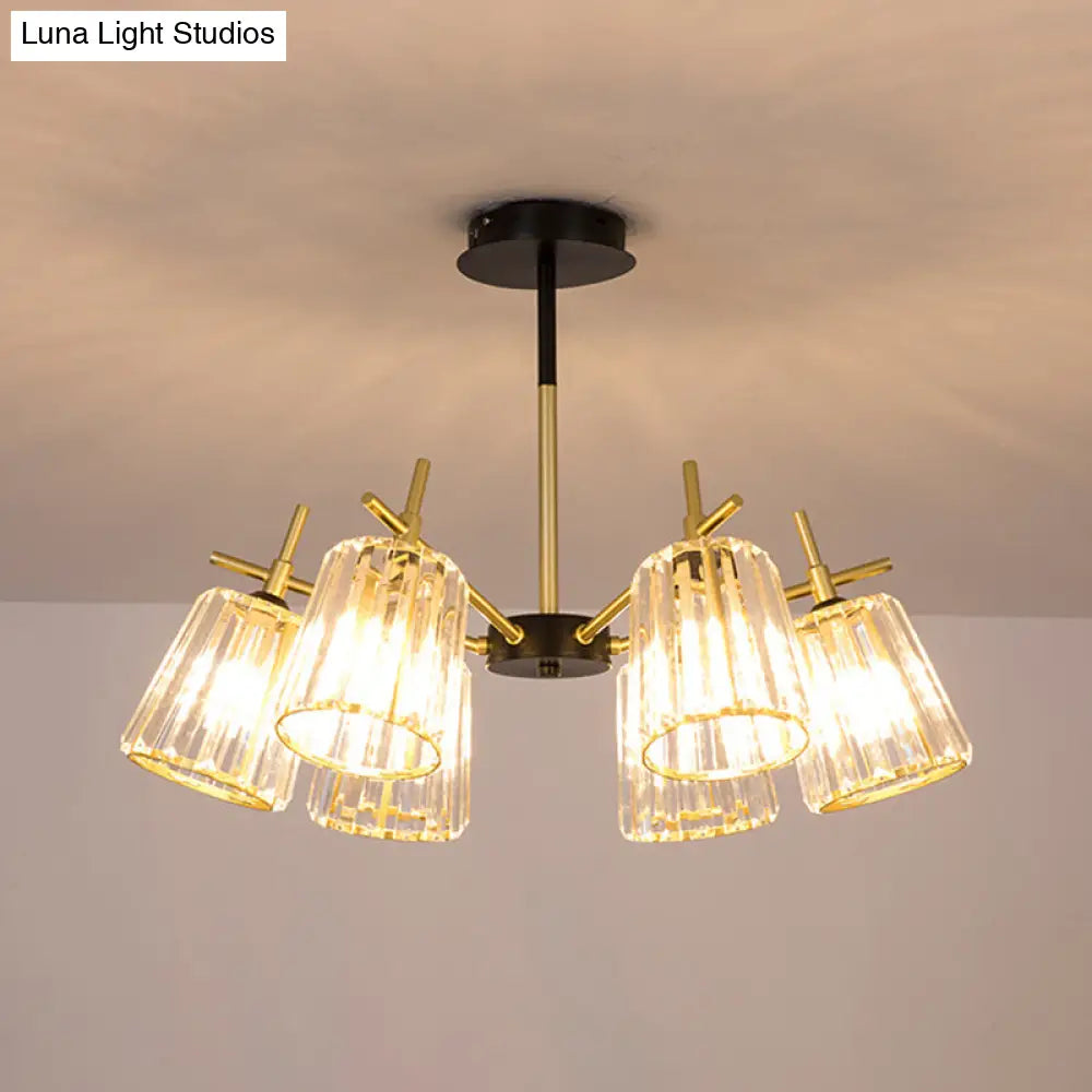 DecorBites™ DecorBites™ Minimalist Gold Semi-Flush Bedroom Light with Conical Crystal Block Shade