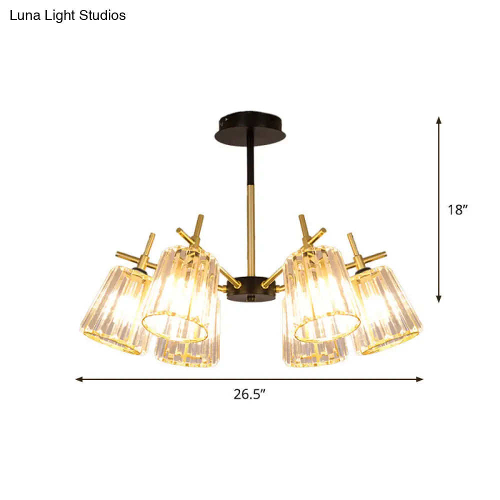 DecorBites™ DecorBites™ Minimalist Gold Semi-Flush Bedroom Light with Conical Crystal Block Shade