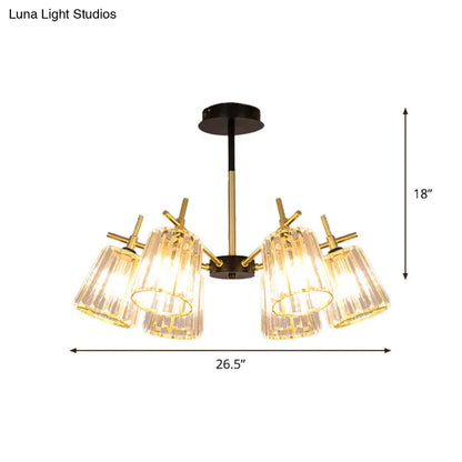 DecorBites™ DecorBites™ Minimalist Gold Semi-Flush Bedroom Light with Conical Crystal Block Shade