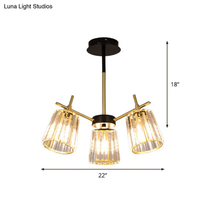 DecorBites™ DecorBites™ Minimalist Gold Semi-Flush Bedroom Light with Conical Crystal Block Shade