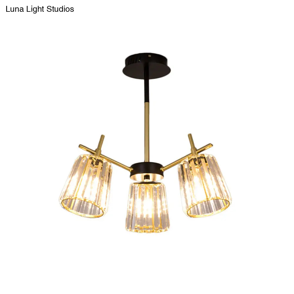 DecorBites™ DecorBites™ Minimalist Gold Semi-Flush Bedroom Light with Conical Crystal Block Shade