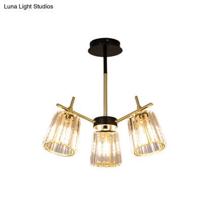 DecorBites™ DecorBites™ Minimalist Gold Semi-Flush Bedroom Light with Conical Crystal Block Shade