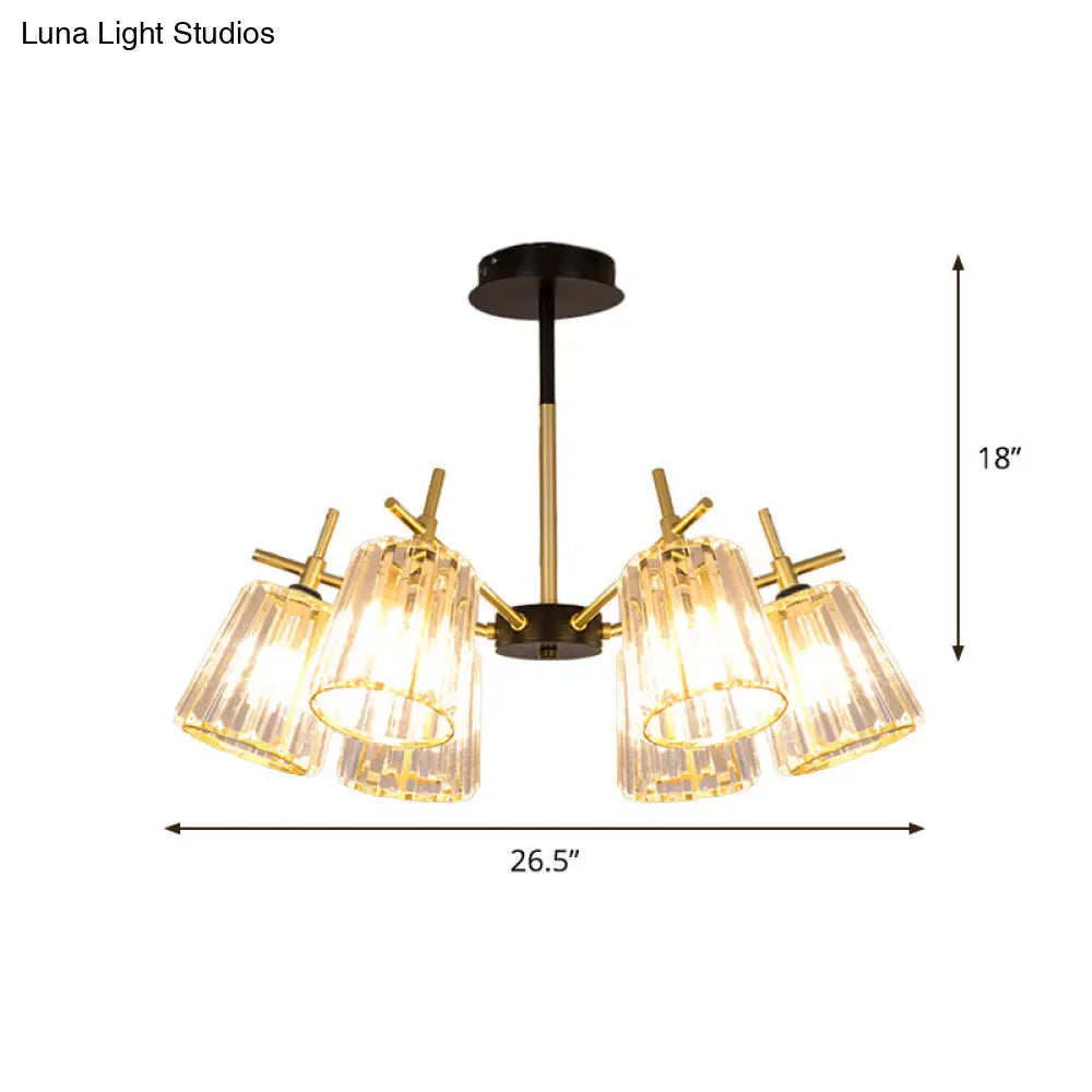 DecorBites™ DecorBites™ Minimalist Gold Semi-Flush Bedroom Light with Conical Crystal Block Shade