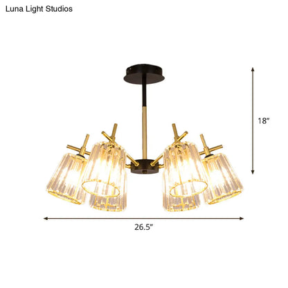 DecorBites™ DecorBites™ Minimalist Gold Semi-Flush Bedroom Light with Conical Crystal Block Shade