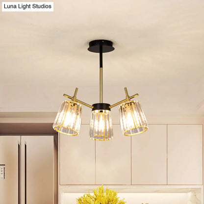 DecorBites™ DecorBites™ Minimalist Gold Semi-Flush Bedroom Light with Conical Crystal Block Shade