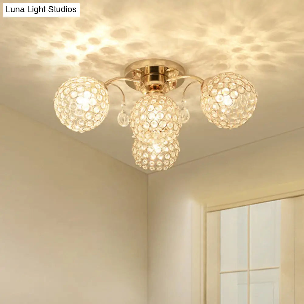 DecorBites™ DecorBites™ Minimalist Gold Semi-Flush Mount Light with Crystal-Embedded Shade - 6/9 Heads Ceiling Fixture
